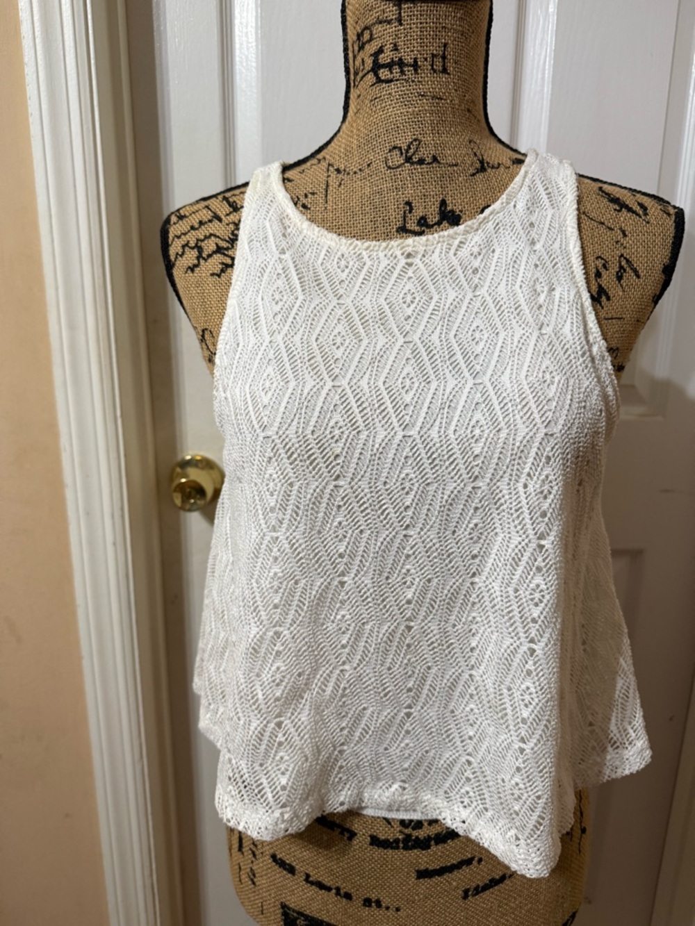 White Crochet Knit Tank Top - Women's Sleeveless Layered Shell